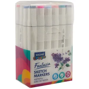 Маркеры для скетчинга 24цв Fantasia Flowers colors на спиртовой основе, пулевидный/клиновидный наконечники 2,5-6,2мм, Mazari