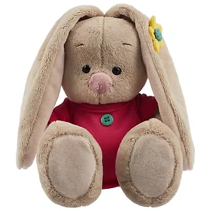 Игрушка мягкая Budi Basa, Зайка Ми в малиновой футболке с пуговкой (малыш) 15см SidX-252 2655539