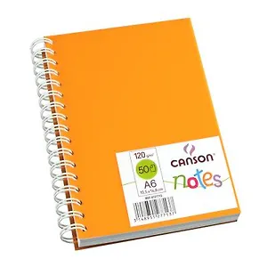 Блокнот для эскизов А6 50л "Notes" 120г/м2, оранж.пласт.обл, спираль, Canson