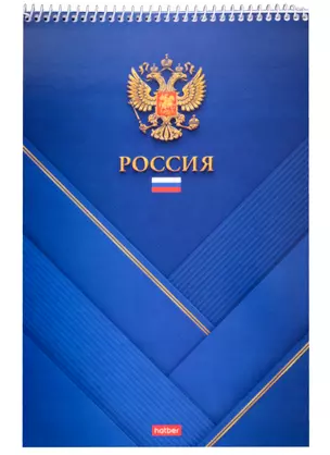 Блокнот А4 80л кл. "Россия" спираль, мел.картон, УФ-лак, жестк.подложка — 2946597 — 1