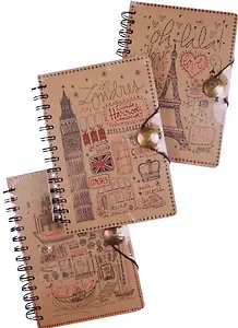 Блокнот на пружине с резинкой Города Мира (крафт) (260стр)