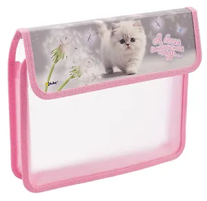 Папка для тетрадей А5 "Белый котик" липучка, Оникс