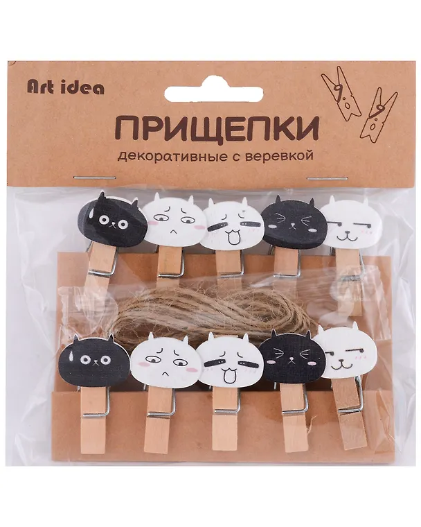 Прищепки декоративные с веревкой "Мордочки" 3018398 — 1
