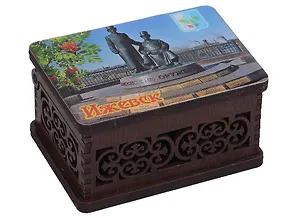 ГС Шкатулка Ижевск Памятник Ижевским оружейникам  (дерево) (9,5 x 6,5 x 5,2 см)
