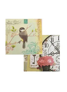 Набор салфеток для декупажа Часы/Птицы 7.1 (AY-1001/AY-1305) (упаковка)
