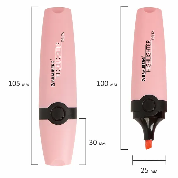 Текстовыделитель Brauberg, Delta Pastel, пастельный розовый 1-5 мм 2937344 — 12