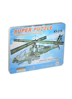 Конструктор 3D Вертолет (XY-319) (124376) (44х29х16см) (Super Puzzle) 2420324