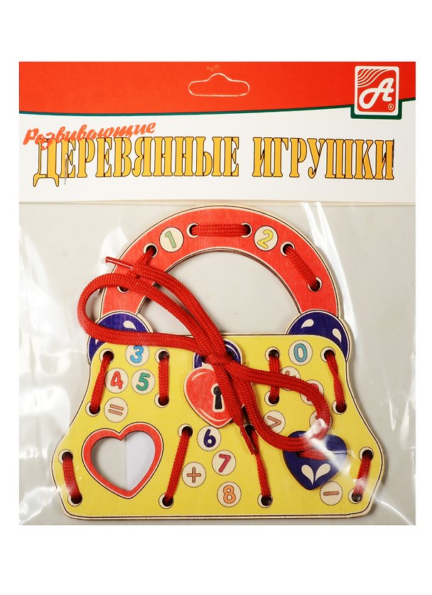 Шнуровка сумочка Цифры-знаки (Д495а) (сумочка+замочек+сердечко+шнурок) (3+) (упаковка) 2554991 — 1