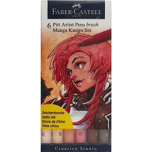 Ручки-кисточки капиллярные «Manga», Faber-Castell, 6 штук