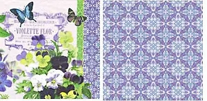 Набор для творчества,Салфетки для декупажа, Винтажные фиалки - 2 шт.