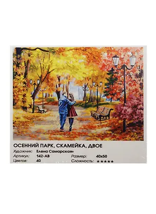 Набор д/живописи на холсте Осенний парк Скамейка Двое (142-AB) (40х50см) (40цв.) (Белоснежка) (коробка) 2490428