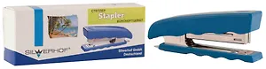 Степлер №10 16л "Elegance" пластиковый, синий, мет.антистеплер, к/к, Silwerhof