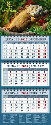 Календарь квартальный 2024г 320*760 "Год дракона 2" настенный, трёхблочный, спираль 2998258