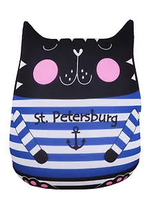Подушка декоративная антистресс СПб Котик черный в тельняшке St Peterburg (35х30) (АН2018-42)