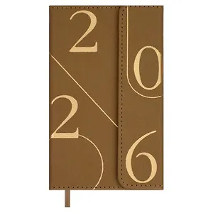 Еженедельник дат. 2026г. 64л 95х155 мм "Кассандра" коричневый, кожзам, тв.переплет, тисн. фольгой, офсет, справ.мат-лы, магнит.клапан, ляссе, инд.уп