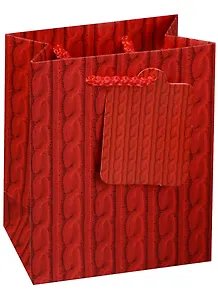 Пакет подарочный бумажный А6 "Вязаные косички", Новый год