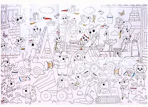 Большая раскраска по цифрам «Веселая стройка». 90х60 см