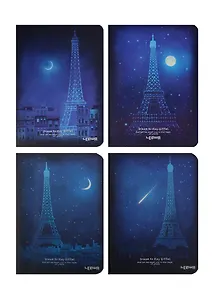 Записная книжка А6 48л лин. "Ночной Париж" карт.обл., тонир.внутр.блок, сшивка, LENWA