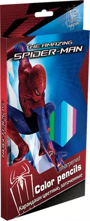 Карандаши цветные 12цв "Spider-man" треугольные, толстые, к/к, подвес, Disney — 228161 — 1