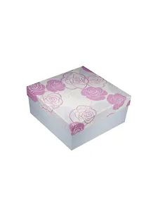Коробка подарочная "Розы на белом" сиреневые 15,5*15,5*7см, картон, Хансибэг
