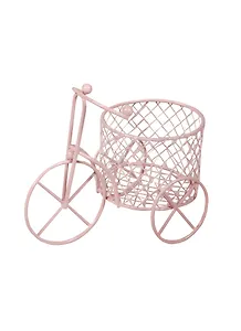 Декоративные элементы из металла Велосипед с круглой корзиной розовая