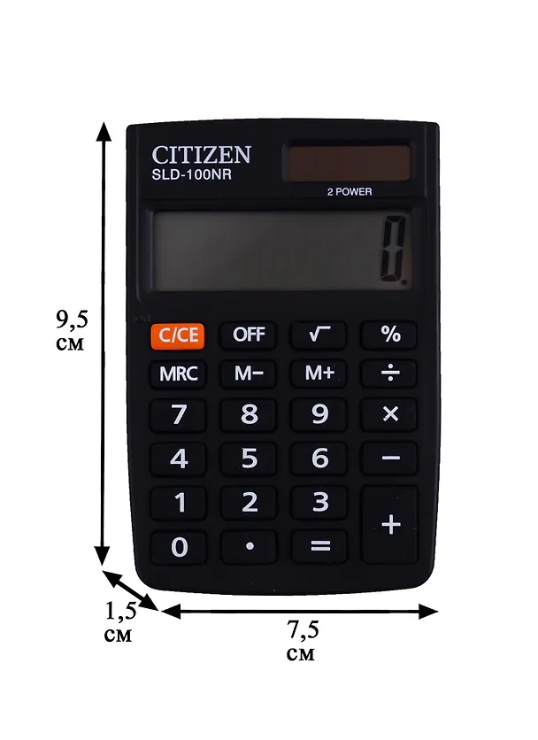 Калькулятор 08 разрядный, карманный, 2-е питан., черный, Citizen SLD-100NR 223827 — 2