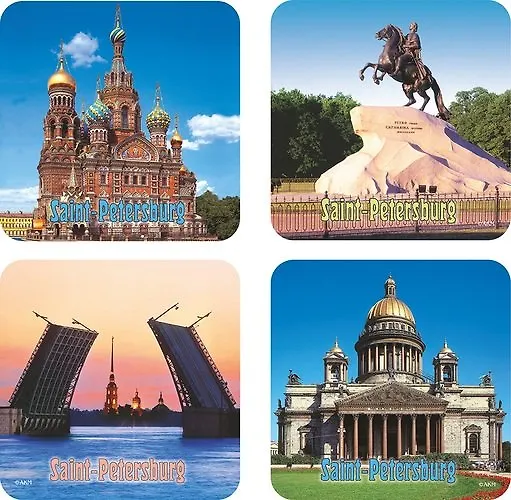 Сувенир, Плакетка, АКМ, Санкт-Петербург, фото, 4 шт, блистер 301778 — 1