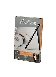 Набор для рисования "Teacher's Choice" 11шт (карандаши, сангина, чёрный мел, уголь, растушевка, ластик-клячка, ластик "Monolith", точилка, нажд. бум.), метал. кор., Cretacolor