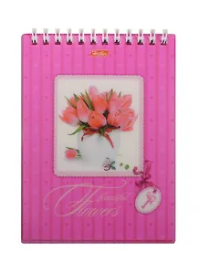 Блокнот А6 60л кл. "Beautiful flowers Ваниль" пласт.обложка, гребень, Hatber
