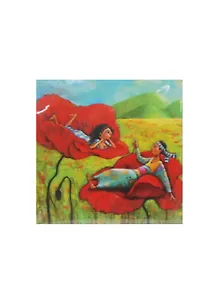 Плитка Пара в маках (10х10)