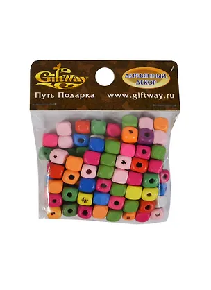 Деревянные бусины квадратные Неоновое ассорти (00010184) (7мм) (20г/уп) 2422718