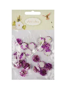 Цветы пластиковые двухцветные, 1.2 см, 20 шт/пакет, фиол-белый (11-08631-8)