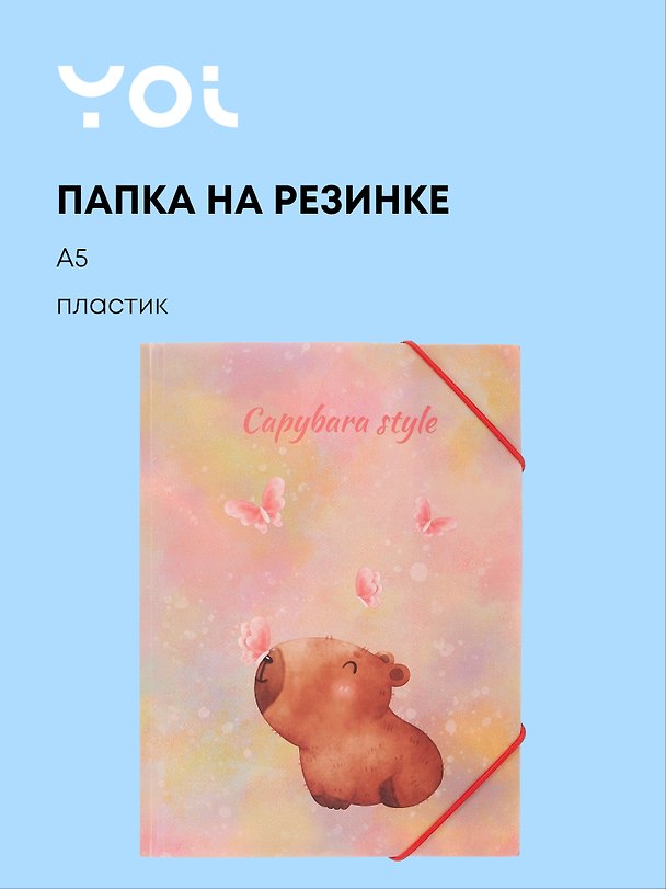 Папка на резинке «Капибара с цветочком» А5, Yoi 3024207 — 1