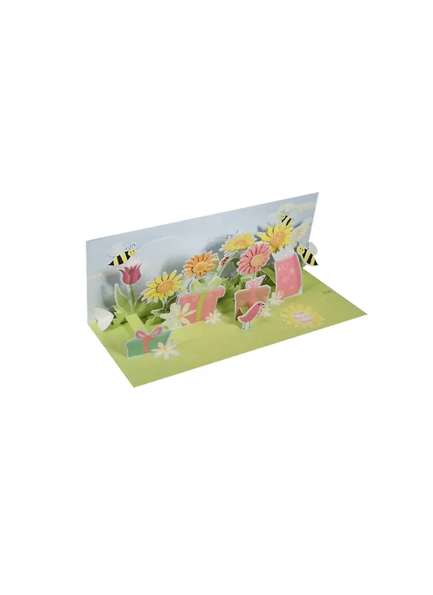 3D открытка Шмели в ромашках (Bees and Dairies) (панорама) (A092) (24,5х11) 2434809 — 1