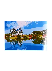 Набор ТМ Рыжий Кот Раскраска на картоне A4 Красивый дом у озера (Арт. Р-2407)