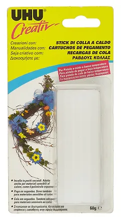 Клей,  UHU Creativ, Патрон клеевой для пистолета, 60 гр, в блистере 400782