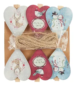 Прищепки декоративные с веревкой 6 шт