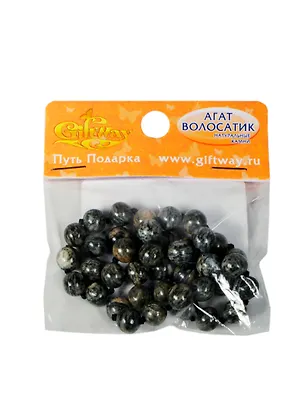 Натур. камни Агат волосатик (скрепл. бусины) (00009435) (40шт) (8мм) (упаковка) 2396842