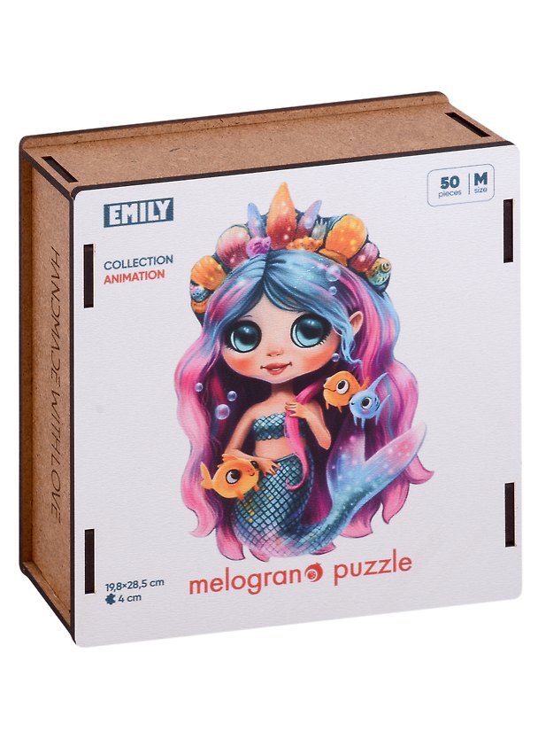 Деревянный пазл «Русалочка Эмили» 50 элементов, Melograno Puzzle 2986446 — 1