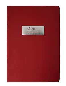 Тетрадь А4 48л кл. "Chili Pepper" мел.картон, ламинация "soft touch", пантон.печать, тисн.фольгой, скругл.углы, скрепка