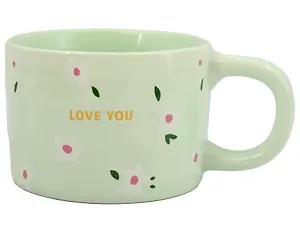 Кружка Love You Цветочки (мятная) (керамика) (330мл) (12-8109-202604_02)