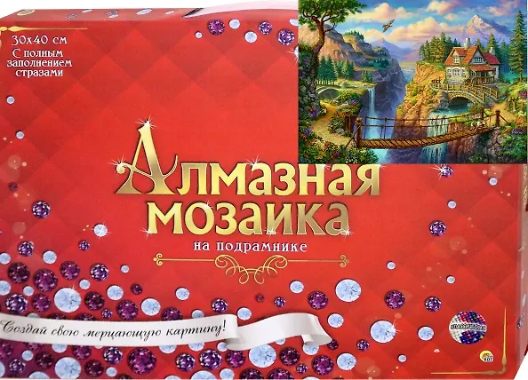 Набор для творчества, Рыжий Кот Алмазная мозаика (класс.) Дом у водопада 30х40см, 34 цвета ST958 352132 — 1