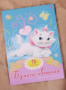 Бумага цветная 12цв 12л А4 "MarieCat" двусторонняя в папке, Disney