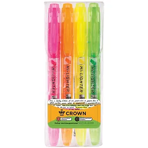 Текстовыделители Crown, 4 цвета 4 мм