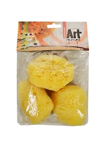 Губка 3шт "FINE" 8,9*10,2см, морская, натуральная , подвес, STI 