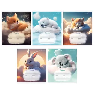 Тетрадь 12л лин. "Цветные сны" мел.картон, офсет 60г/м2, ассорти