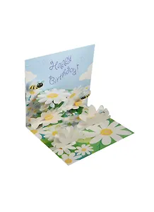 3D открытка Шмели в ромашках (Bees and Dairies) (квадрат) (777) (14,5х14,5)