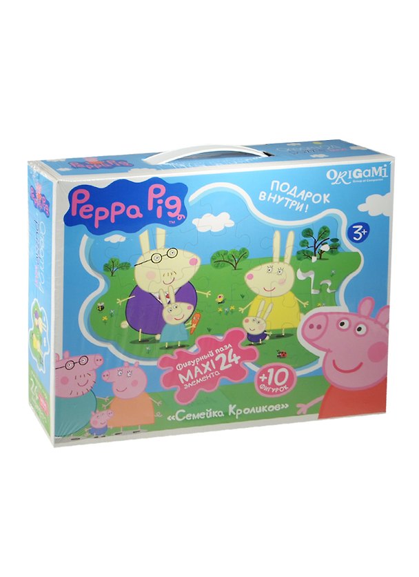 Пазл Оригами 24эл MAXI Peppa Pig Семейка Кроликов контурный+фигуры+магниты+подставки 01538 2498898 — 1