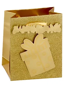 Подарочный пакет ,  Релакс, с аппликацией, 12,8*6*16cm, ленточные ручки, в ассортименте