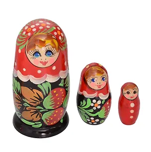 Матрёшка «Земляничка» красный платок 3 кукольная (10-12см) (3440220) 3081155